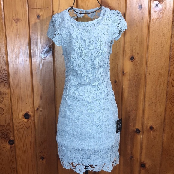 Lulus Hidden Talent Backless Light Blue Lace Dress NWT size XS mini dress - Picture 5 of 16